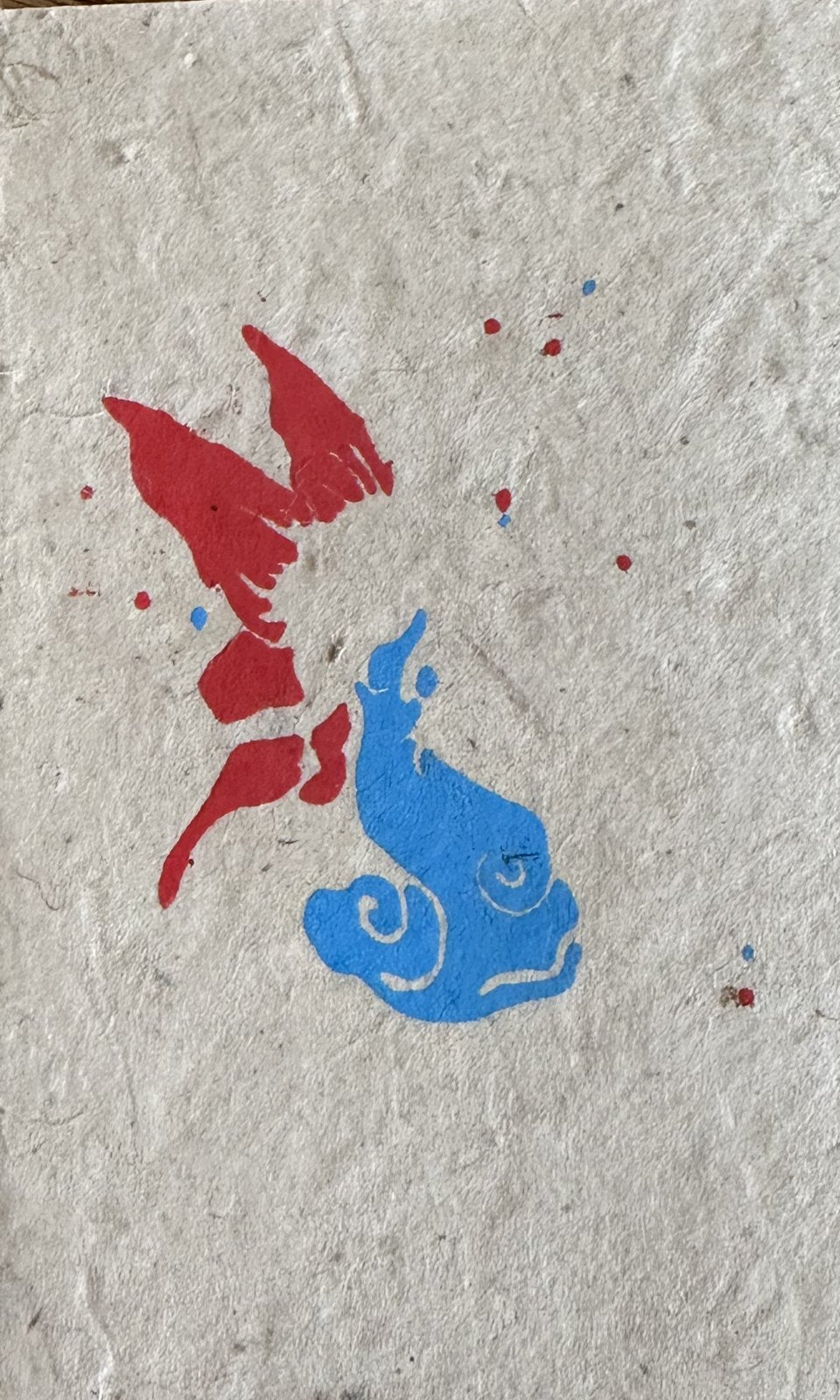 Nepal Lokta Notebook, Small (Red & Blue Print)