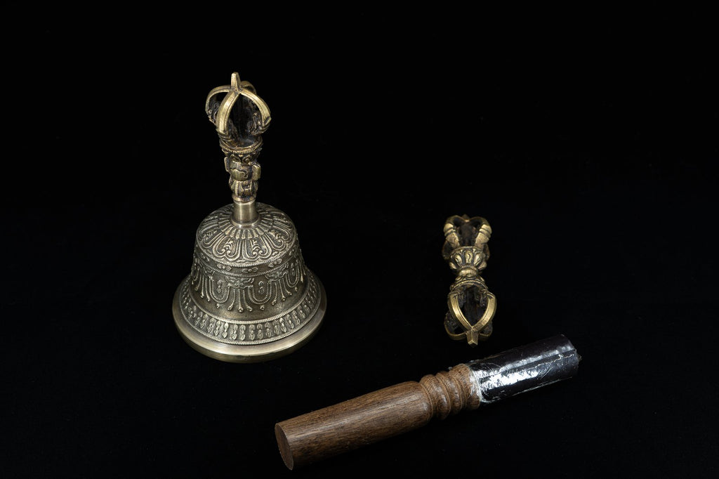 Tibetan Bell and Vajra Set (Brass)