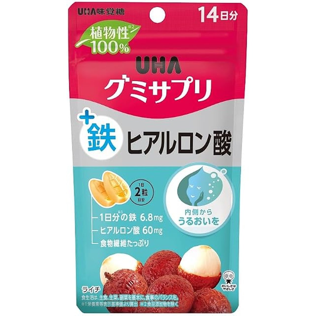 UHA味覺糖營養補充軟糖 鐵＋透明質酸 荔枝味 14日份